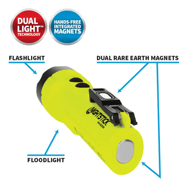 Nightstick Intrinsically Safe Rechargable Dual-Light Flashlight w/ Dual Magnets